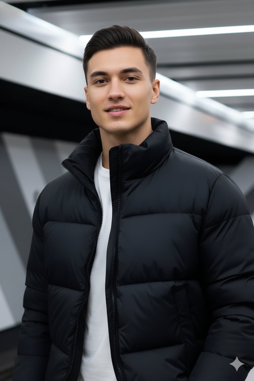 Mens - Puffer Jacket (Full Sleeves) - Black